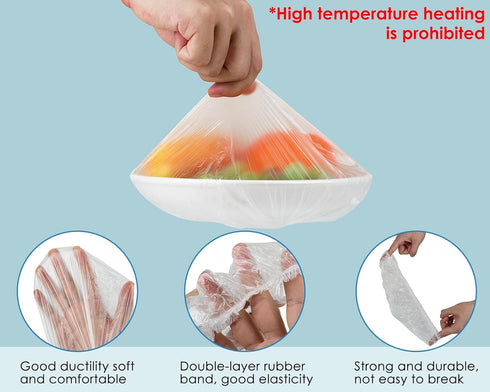 Plastic Bowl Covers, Elastic Reusable 100 Pieces Food Covers for Bread Proofing, 26 cm/10.23 in