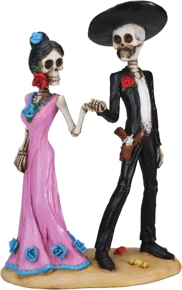 Day of The Dead Skeleton Couple Holding Hands Figurine