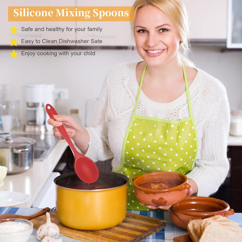 2 Pcs Silicone Nonstick Mixing Spoon, Heat Resistant Cooking Utensils for Kitchen Cooking and Baking