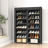 7-Tier Closet 28 JIUYOTREE Shoe Storage Organizer with Dustproof Cover - Cabinet Shelf Holds up to Pairs - For Doorway