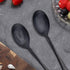 Serving Spoons x 3, Slotted Spoons x 3, AOOSY 8.7 inches Matte Black Utility Advanced Performance Skimmer Perforated, 8 3/4" Stainless Steel Black Serving Spoons Set for Buffet