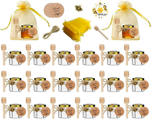 IIKUM 20 Pack Glass Honey Jars, 1.5 oz Hexagon Honey Pots with