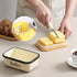 Butter Dish with Lid and Curler Knife, Unbreakable Metal Keeper Container for Kitchen Farmhouse Decor, Speckled White