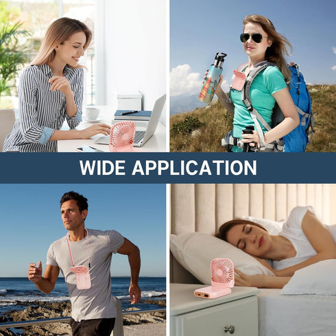 FADACHY Portable Handheld Fan with Power Bank, Mini Fan 3000mAh USB Phone Holder, Rechargeable Pink Lovely Design