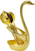 Swan Spoon Set, 7 PCS Mediterranean Mini Spoon Cutlery with Holder, Exotic Luxury Flatware, Gold