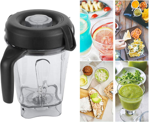 Blender Cup Container, Transparent Food Blender Container with Blade Lid Replacement for Vitamix 64oz