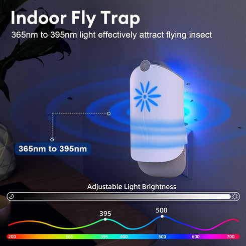 2 Flying Insect Trap for Indoors, Plug in Fly Trap Bug Catcher for Gnats Captures Fruit Flies, Mosquito and Gnats, Gnat