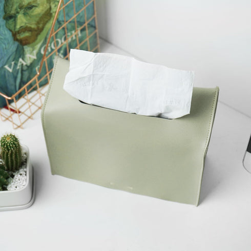 Haecsfl Towel(1-Green) Leather Cover for Disposable Paper Hand Towel Box, Compatible with Kleenex Paper Hand