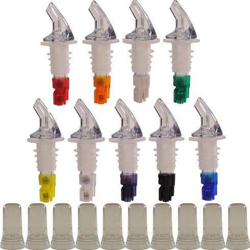 Tiger Chef Plastic Measured Liquor Pourer (12-Pack) without Collar, 3/4 ounce Green, Precision Wine Bottle Pour Spout