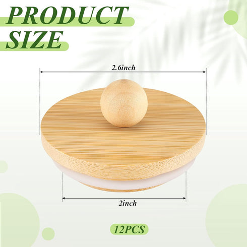 12 2. 64 1. 97 Inch Tessco for you Tessco Pcs Yogurt Jar Lids Bamboo Wood with Silicone Sealing Rings Lids Compatible