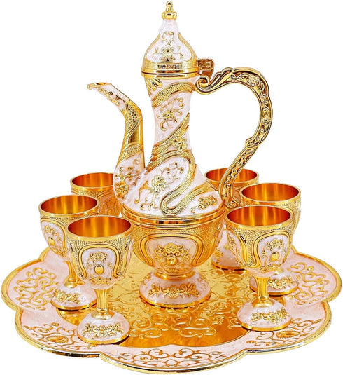 Igtazy Vintage Turkish Coffee Pot and Cups Set,Tea Service Set Including Teapot,Tea Tray
