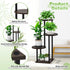 YOCOMEY 4 Tier Wood Tall Plant Stand Metal Rack Indoor, Multiple Flower Pot Holder Shelves Corner Rack, Round Planter