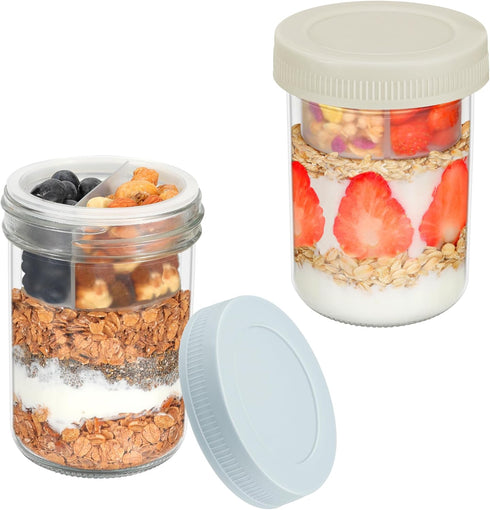 Xyptorix 16 oz Overnight Oats Containers with Airtight Lids - 2-Pack Leak-Proof