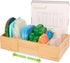 Expandable Kitchen Cabinet Organizer for Food Storage Container Lids, Bamboo Drawer Caddy, Adjustable Dividers