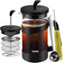 French Press Coffee Maker, 34 Oz Large Glass Pitcher 4 Level Filter System Café Carafe Teapot plus Stainless Coffee Spoon n Cleaner Brush for Hot Cold Brew by YiiMO