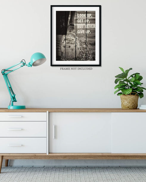 Look Up, Get Up, But Never Give Up - Football Wall Art Decor Print - Unframed Artwork on Photograph Paper