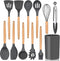 Kitchen Utensils Set of 12 - E-far Silicone Cooking Utensils with Holder, Non-stick & Heat Resistant for Cookware