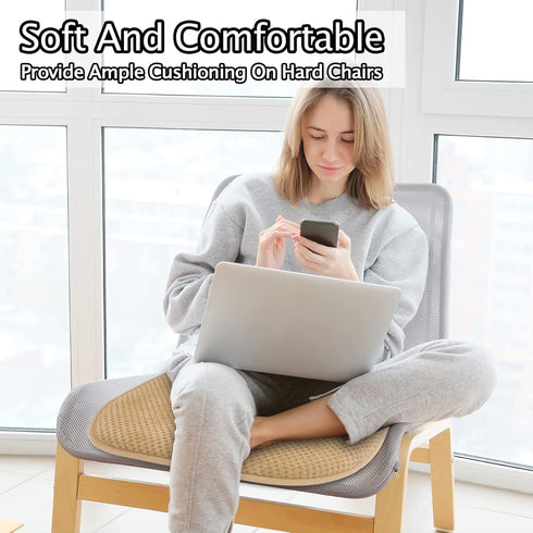 Cushions,17" 15" Khaki Foam Seat Cushions Kitchen Chairs Pads for Dining Chairs Non Slip Office Seat Cushions Washable