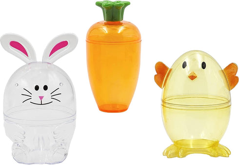 6-Pack The Dreidel Company Fillable Easter Carrots, Bunny, and Chick Containers, Perfect Characters for Easter Egg