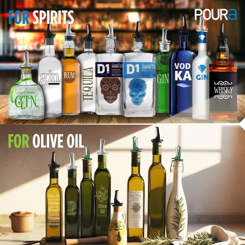 2Pack BPAFree Olive Oil Bottle Spouts, Leakproof Olive Oil Dispenser Spout with Hygienic OneHand Open/Close, Dust Cap