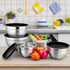P&P CHEF Stainless Steel Mixing Bowls with Black Lids Set of 5, Nesting Salad Mix Bowl for Mixing/Prepping/Beating, Refrigerator & Dishwasher Safe, Size 4.6, 3, 1.5, 1, 0.7 QT by P&P CHEF