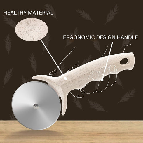 Pizza Cutter Wheel, Stainless Steel Slicer with Cover, Super Sharp and Dishwasher Safe, Beige