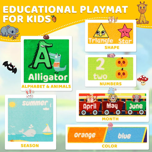 Mfmiudole 59"39.4" ABC Kids Rug for Playroom Baby Play Mat Alphabet Rug Animal Number Shape Classroom Rug Kids Playroom