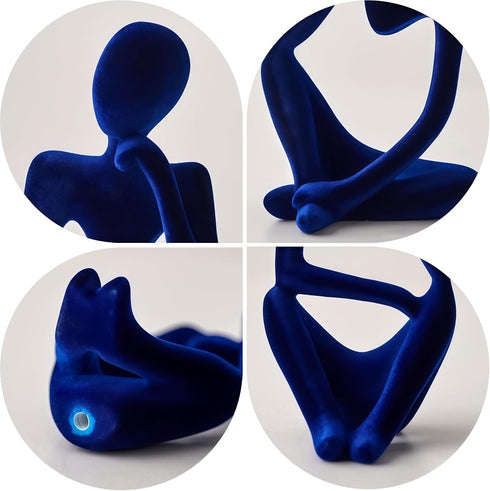 XINXUAN 3 Set Thinker Statue Home Decor-Bookshelf & Living Room&Mantel-Collectible Figurines - PCS (Flocking Blue)