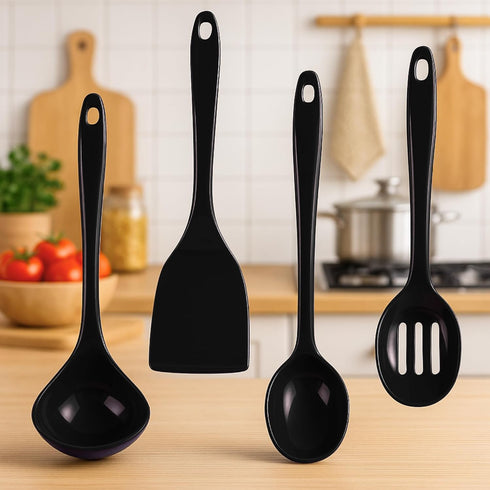 Calypso Basics by Reston Lloyd Melamine Utensil Set, Black, 4pc