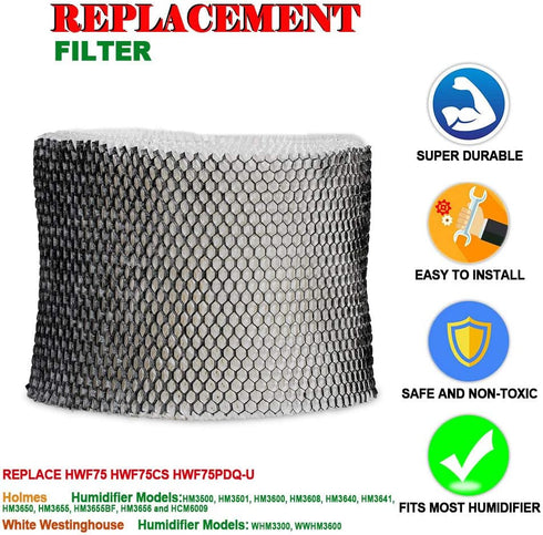 HIFROM HWF75 D Wick Humidifier Filter Compatible with Holmes Models, Replace HWF75 HWF75CS HWF75PDQ-U (3 Pcs)