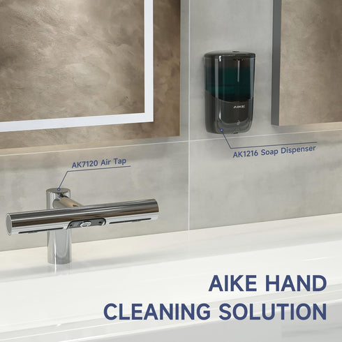 AIKE Wall Mount Automatic Soap Dispenser for Liquid Soap, Battery Operated - Black, Model AK1216
