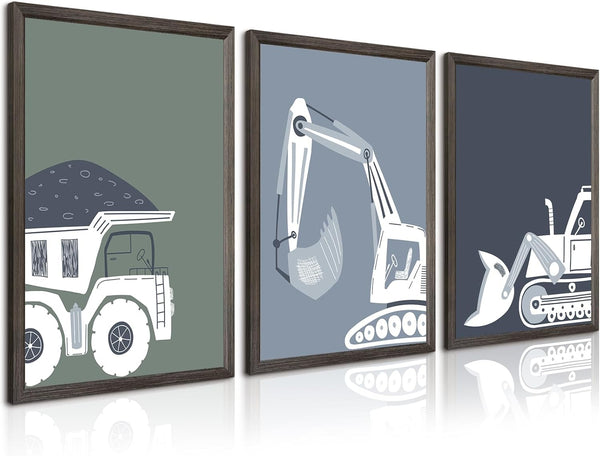 Youillne Construction Truck Wall Art Decor Toddler Boys Room Canvas Wall Art Tractor
