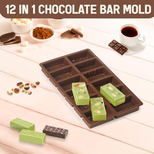 12 1 1 Inch 100Pcs In Chocolate Molds, Deep Dubai Silicone Chocolate Bar Mold with Storage Bag, Break Apart Non-stick
