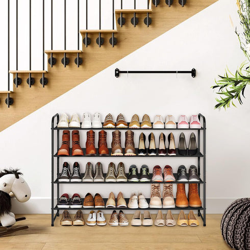 4 Closet 30-Pairs Closet, KIMBORA Tier Long Shoe Rack for Floor, Wide Shoe Shelf Storage Organizer Stackable Sneaker