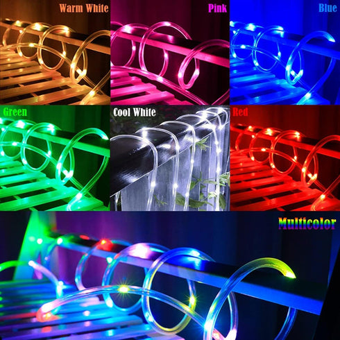 16.5 50 RUICHEN Solar Rope Lights Outdoor String Lights, Ft LED Tube Light Waterproof Copper Wire Fairy Lights