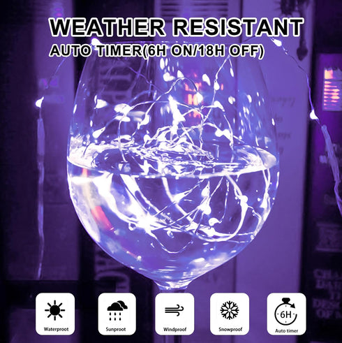 8 16FT 50Led Light Purple Fairy Lights Battery Operated (Included), Modes & Auto Timer, Mini Twinkle Lights, Waterproof