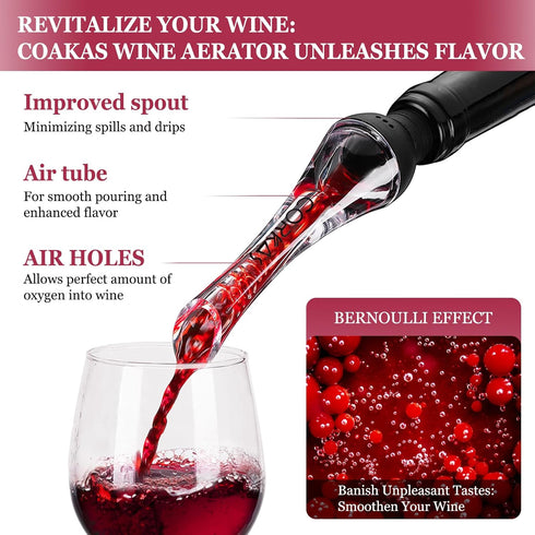 CORKAS Wine Aerator Professional Quality Wine Aerator Pourer, 2-in-1 Wine Pourer Aerator and Decanter Spout for Aerating Wine Instantly, Wine Accessories Gift for Wine Lovers, No-Drip or Spill