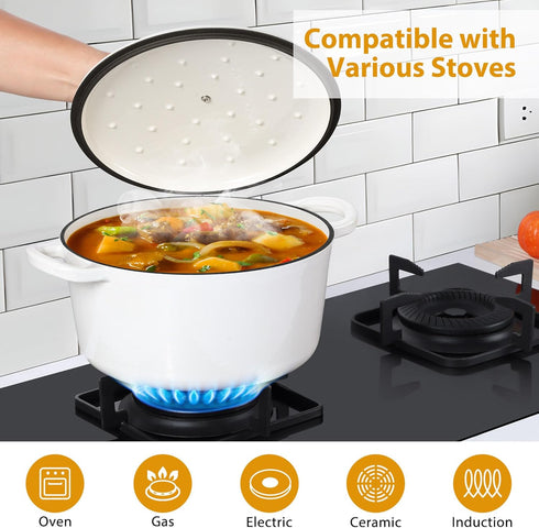 6 LIANYU QT Dutch Oven, Enameled Cast Iron Dutch Oven with Lid, Heavy-Duty Nonstick Cooking Stock Pot for Bread Baking