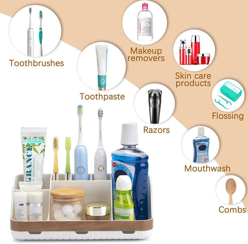 Countertop 7 Counter GFWARE Bathroom Organizer - Detachable Slots Kids Electric Toothbrush and Toothpaste Holde