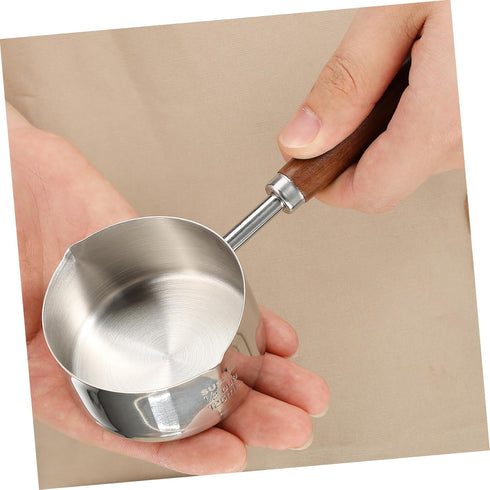 Kichvoe 125ML Stainless Steel Saucepan, Double Spout Oil Pan for Milk Warming and Frothing