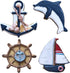 LILIAO Nautical Cookie Cutter Set - 4 Piece - Anchor, Sailboat, Rudder and Dolphin Biscuit Fondant Cutters