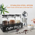 54oz Set MACIFECI Glass Coffee Containers with Shelf Coffee Station Organizer Black Glass Coffees Bean Storage Canister