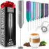 Zulay Kitchen Powerful Milk Frother Wand, Mini Handheld Stainless Steel Battery Operated Drink Mixer for Coffee,