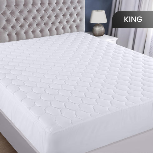 Utopia Bedding Quilted Fitted Waterproof King Mattress Protector, Mattress Pad Stretches up to 16 Inches Deep, Elastic