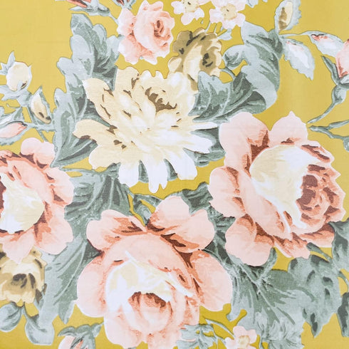 Yifely Vintage Peony Floral Shelving Paper Dark Yellow Peel & Stick Shelf Liner, 17.7 Inch by 9.8 Feet