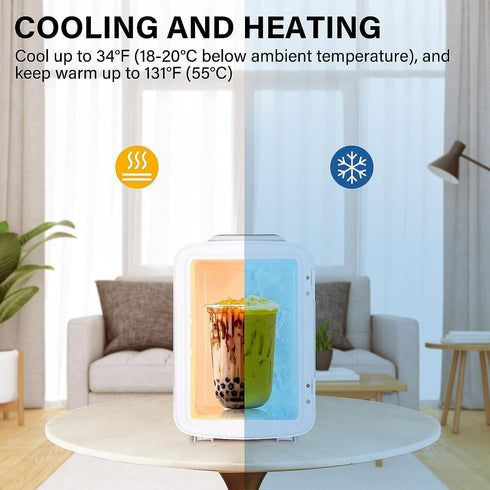Simple Deluxe Mini Fridge, 4L/6 Can Portable Cooler & Warmer Freon-Free Refrigerator for Skincare, Beverage, Cosmetics,