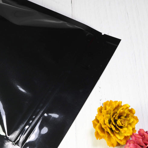 Double-Sided Stand-Up Pouch with Clear Round Window - Matte/Glossy Color (100 Bags/Pack) (4" x 6.3", Glossy Black)