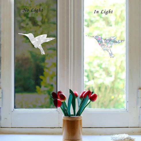 Large Hummingbird Static Window Clings, Anti Collision Decals for Bird Strikes, Set of 20 Glass Awareness Stickers