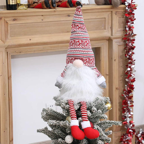 Gnome Christmas Tree Topper, Plush Santa Gnomes Christmas Ornaments Decoration