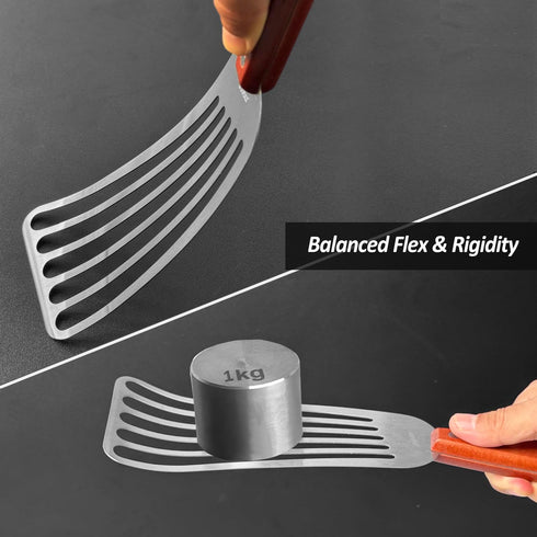 2 Pack Fish Spatula Turner - Stainless Steel Slotted Spatulas for Flipping & Grilling, Wooden Handle